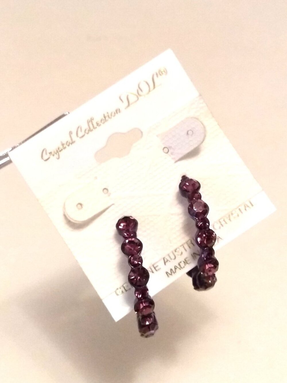 New Vintage Crystal Collection DOL Genuine Purple Austrian Crystal Earrings